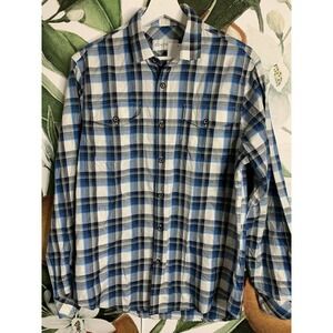 Coastaoro Size S Small Plaid Blue Button Front Long Sleeve Shirt New